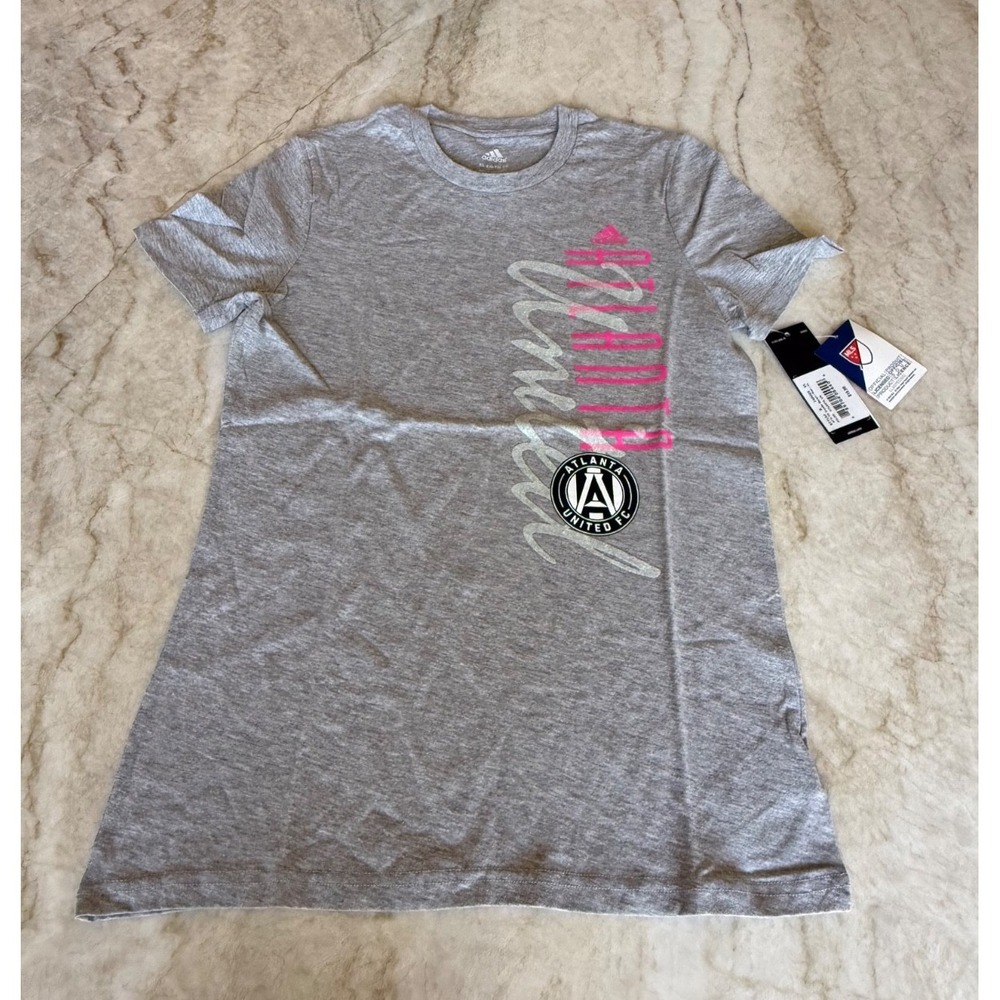 Adidas Atlanta United FC Girls' T-Shirt; Soccer; Grey; Size XL (16); NWT